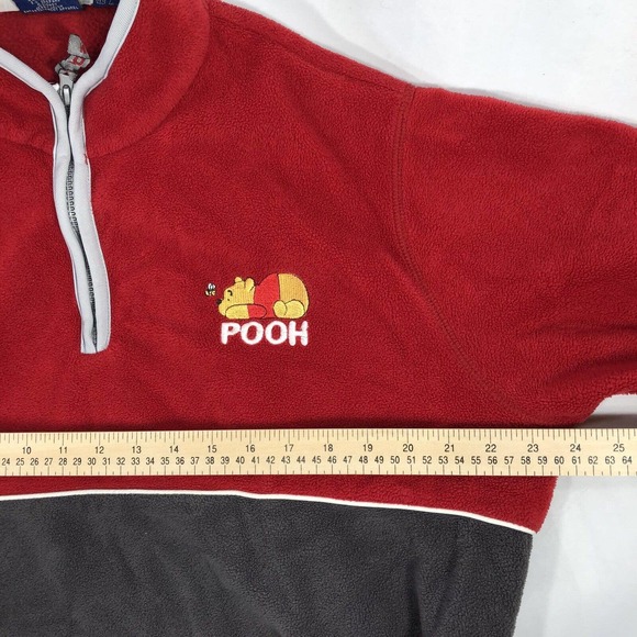 Vintage Winnie The Pooh Fleece Zip Up L Pooh Bear 1/4 Zip Disney 90s Pullover - Picture 11 of 12